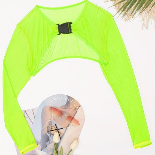Damen Crop-Top mit modischem Mix aus Netz und Raffung Drune