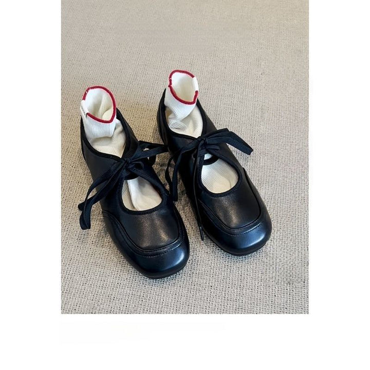 Damen Bequeme Schnürer im Retro‑Ballerina‑Look mit verstecktem Keil und Komfortfußbett Drune