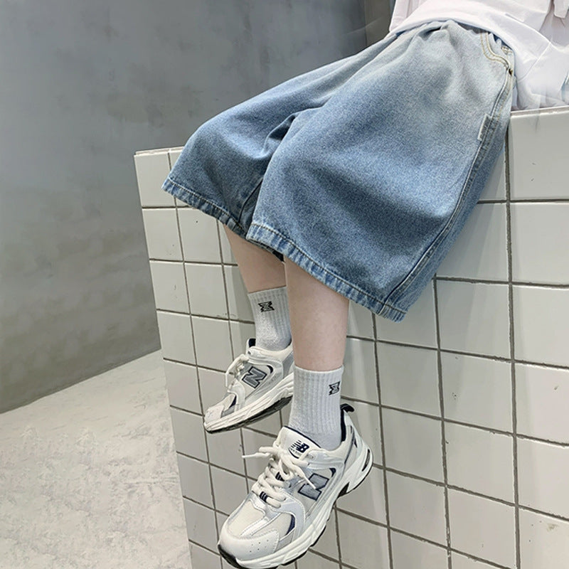 Jungen lässige Denim-Cargo-Shorts mit praktischen Taschen Drune