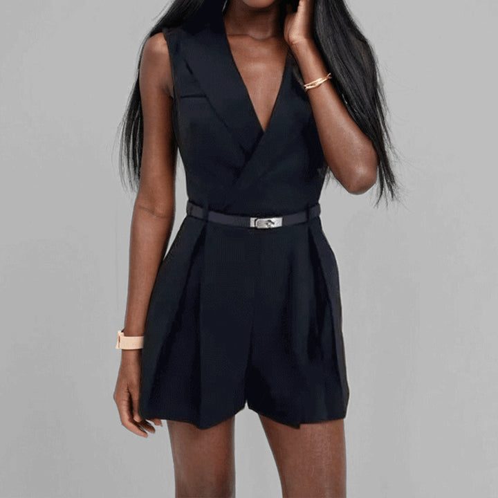 Damen Eleganter Trägeranzug mit Taillengürtel Drune