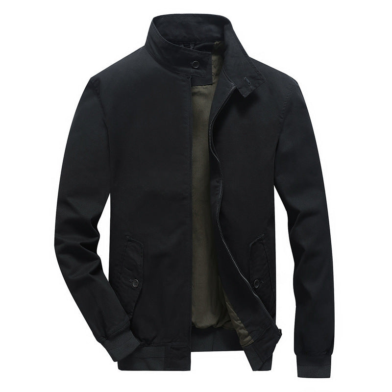 Herren Urbanes Canvas-Blouson mit hochschließendem Stehkragen und verdeckter Zip-Front Drune