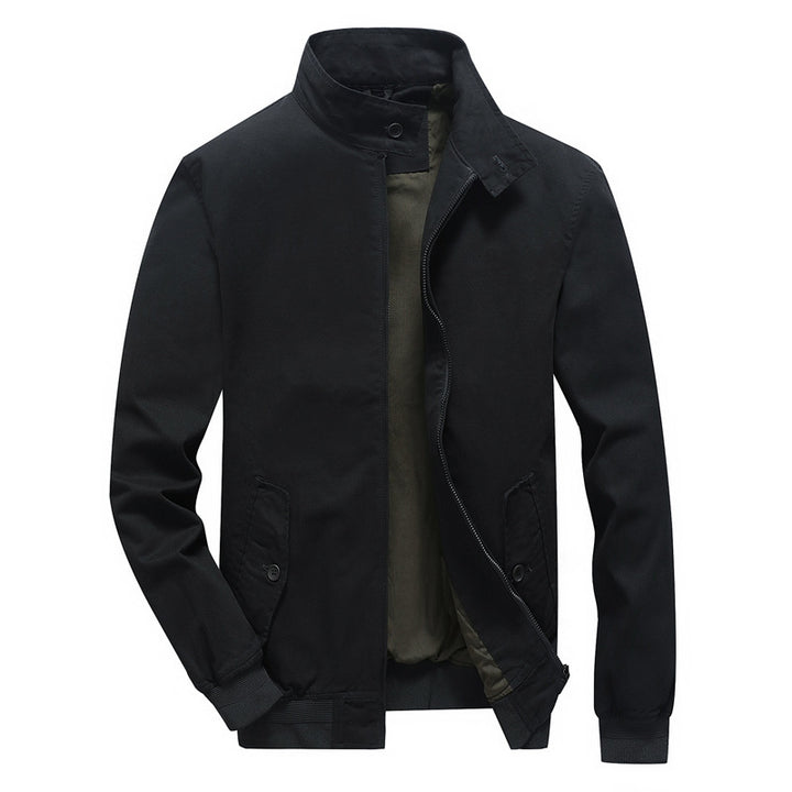 Herren Urbanes Canvas-Blouson mit hochschließendem Stehkragen und verdeckter Zip-Front Drune