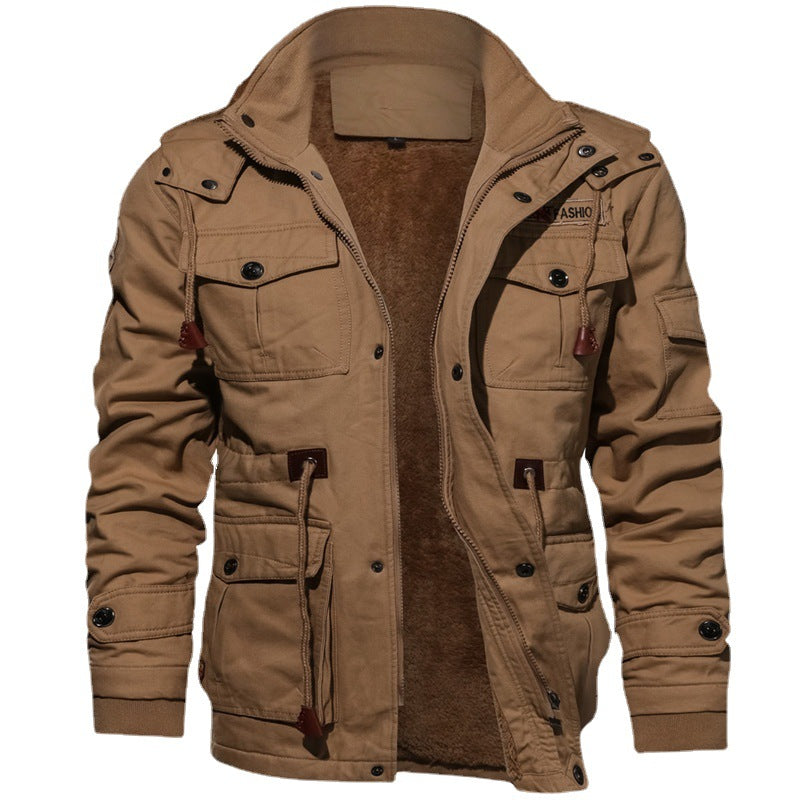 Herren urbaner Thermo-Canvasparka mit durchgehendem Plüschfutter und Utility‑Taschen Drune