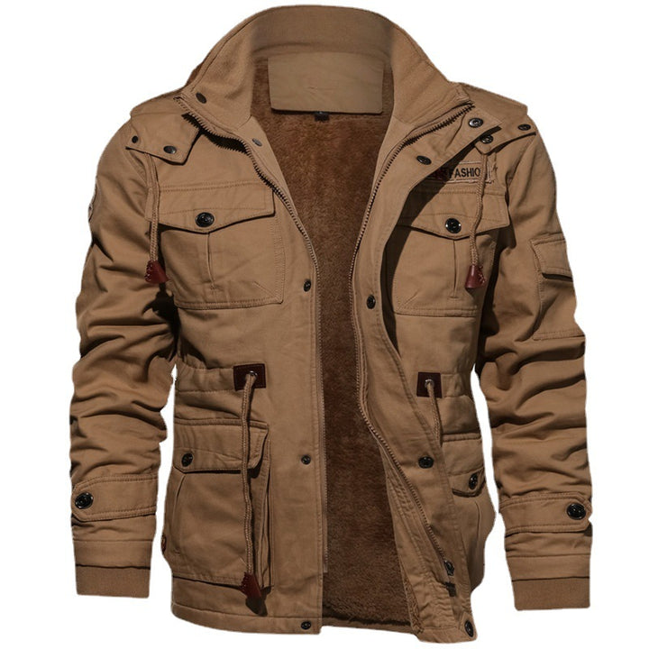 Herren urbaner Thermo-Canvasparka mit durchgehendem Plüschfutter und Utility‑Taschen Drune