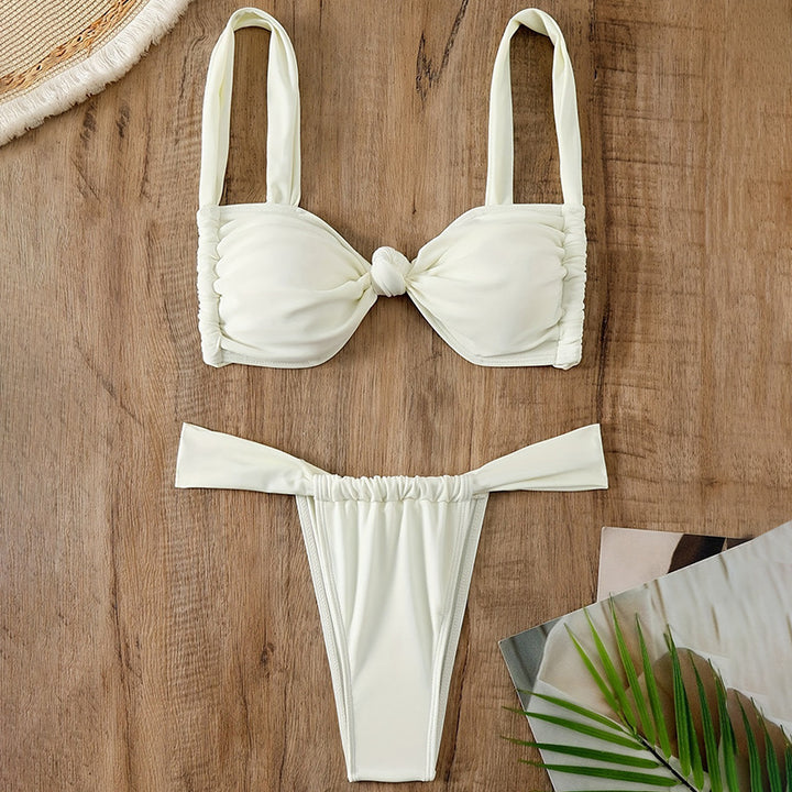 Damen Push-Up Bikini-Set mit modischem Knoten-Detail Drune