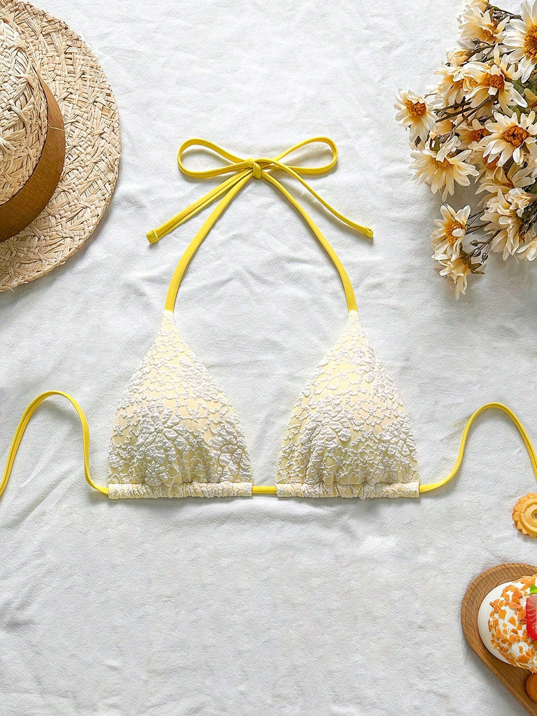 Damen Bikiniunterteil mit floralen Spitzenapplikationen Drune