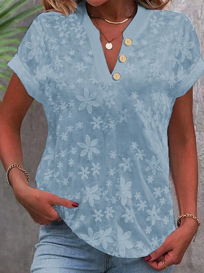 Damen Bluse mit femininem Blumenstick-Muster Drune
