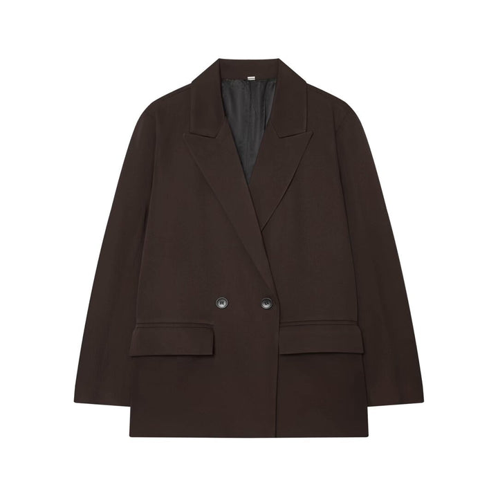Damen Oversize Doppelreihiger Blazer mit Pattentaschen und weiter Silhouette Drune