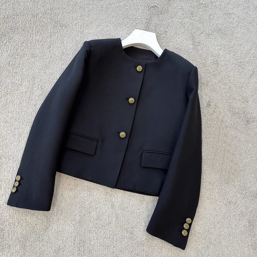 Damen Elegante Blazerjacke mit hohem Kragen Drune