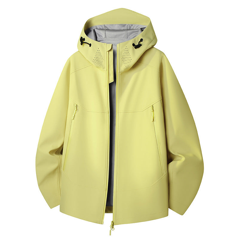 Damen Wasserdichte Softshell-Outdoorjacke mit minimalistischer Silhouette und Belüftungsperforation am Kragen Drune
