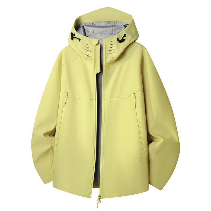 Damen Wasserdichte Softshell-Outdoorjacke mit minimalistischer Silhouette und Belüftungsperforation am Kragen Drune