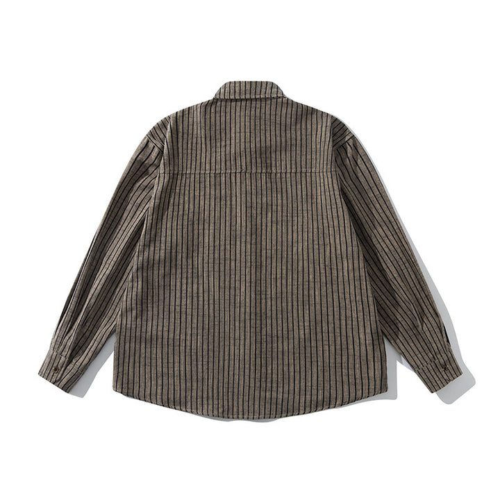 Herren Oversize Langarm-Hemd aus Flanell mit feinen Längsstreifen und Brusttasche Drune