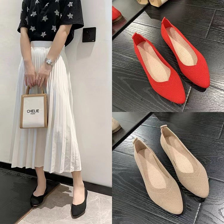 Damen Atmungsaktive Strickspitze Ballerinas Drune