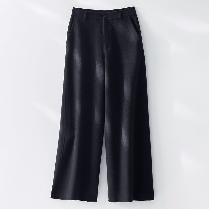 Damen Weite Wollhose mit hohem Bund und Taschen Drune