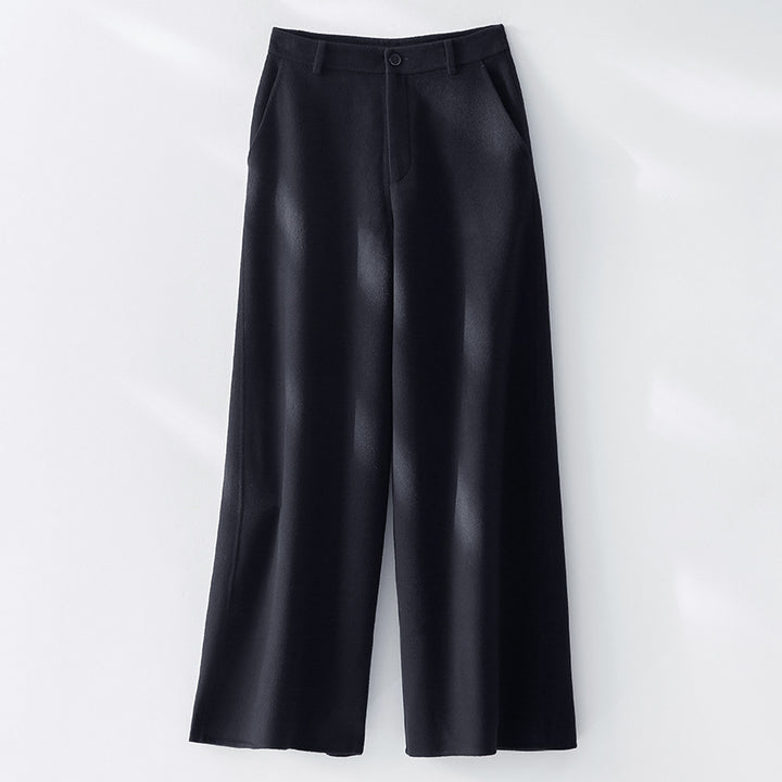 Damen Weite Wollhose mit hohem Bund und Taschen Drune