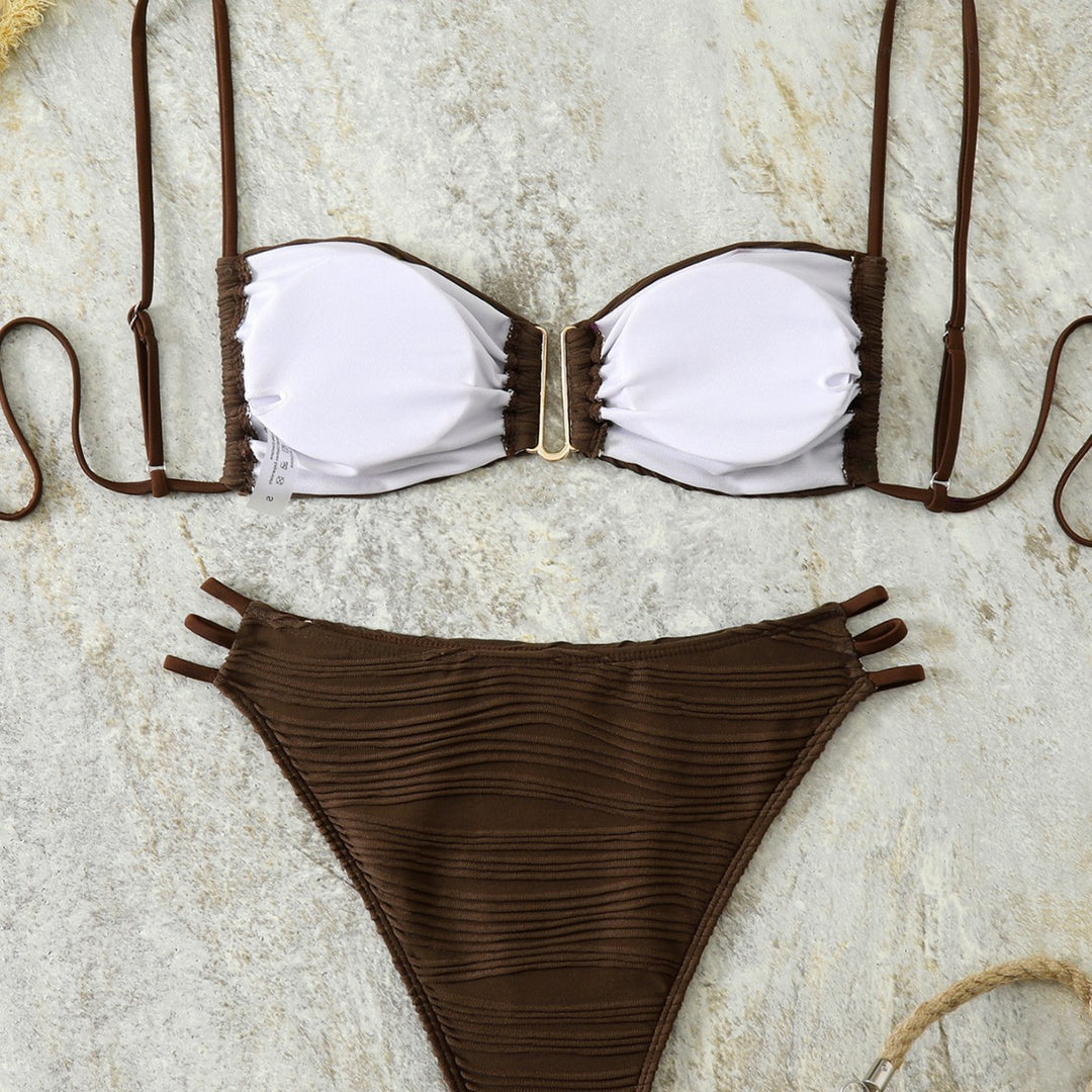 Damen Balkon-Bikini mit raffiniertem Rüschendesign und eleganten Trägern Drune