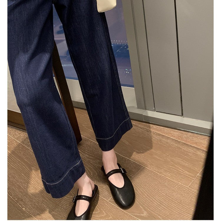 Damen elegante Mary Jane Stil Ballerinas mit verstellbarem Riemen Drune