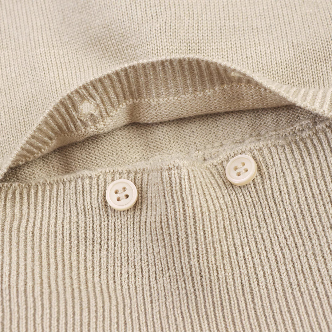Damen Kurzer Feinstrick-Pullover mit Ballonärmeln und Dekoknopf-Bund Drune
