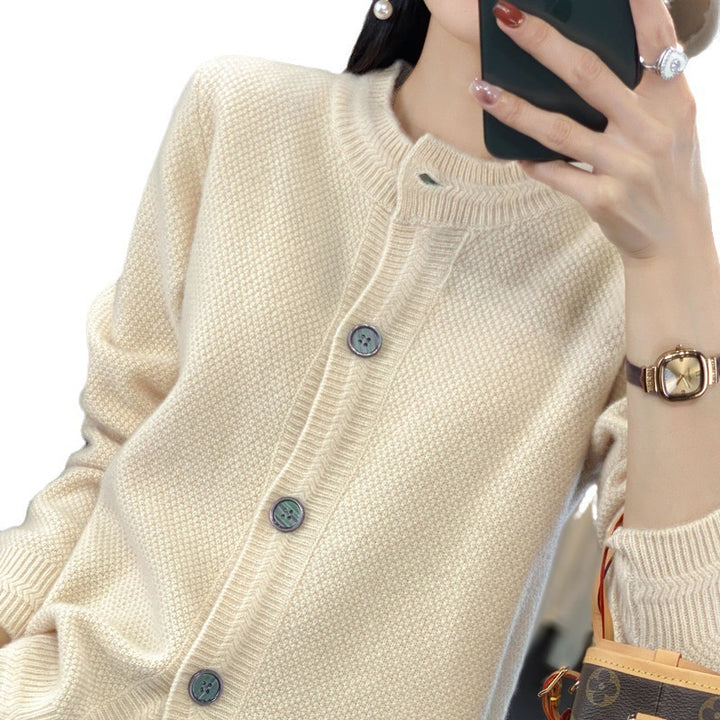 Damen Strukturierter Feinstrick-Cardigan mit kaschmirähnlicher Haptik, durchgehender Knopfleiste und kastiger Oversize‑Passform Drune