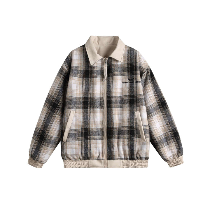 Damen Kurz geschnittene Boxy‑Jacke aus Wildleder‑Optik mit kariertem Kragen und elastischem Saum Drune