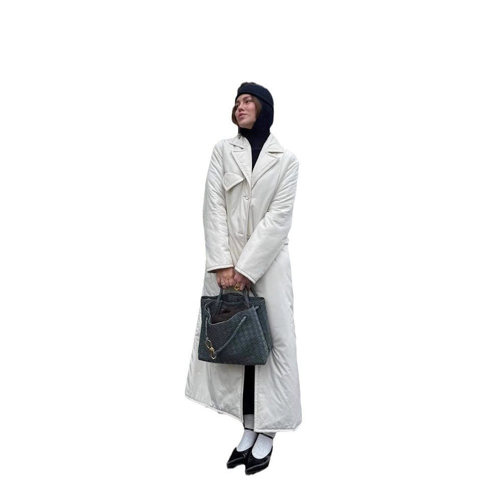 Damen Lange Steppjacke mit elegantem Revers Drune