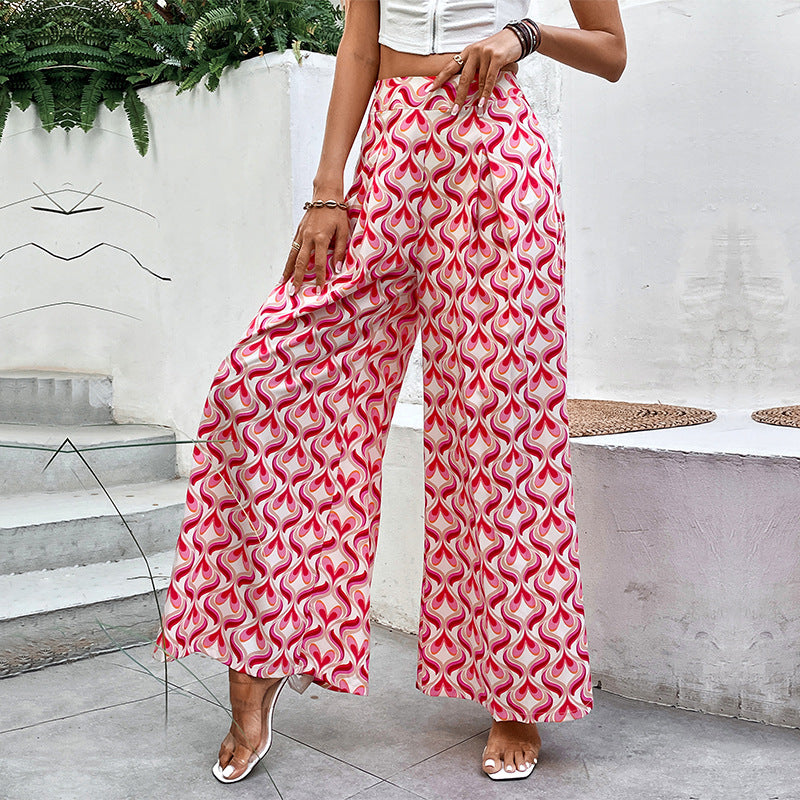 Damen Weite Hosen mit buntem Muster Drune