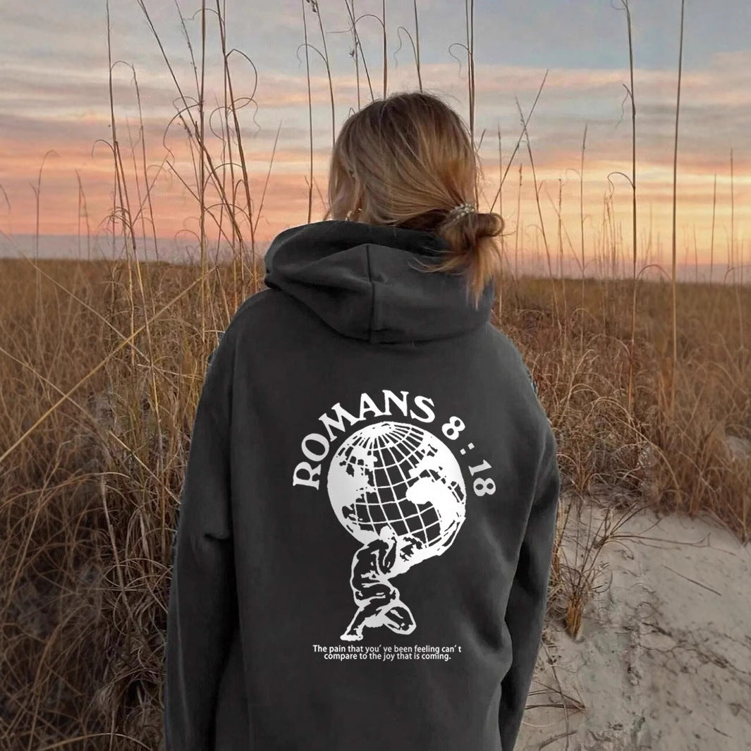 Damen Kapuzenpullover mit inspirierendem Weltmotiv und hochwertigem Druck Drune