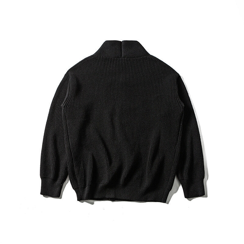 Unisex Oversize‑Strickcardigan mit Schalkragen, Strukturmix und Knopfleiste Drune
