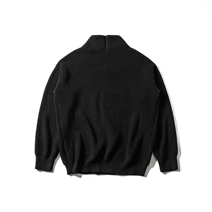 Unisex Oversize‑Strickcardigan mit Schalkragen, Strukturmix und Knopfleiste Drune