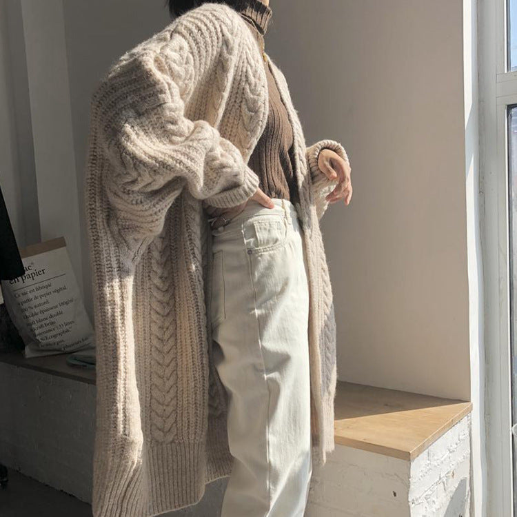 Damen Grobstrick Cardigan mit zipfähnlichem Design und komfortabler Passform Drune