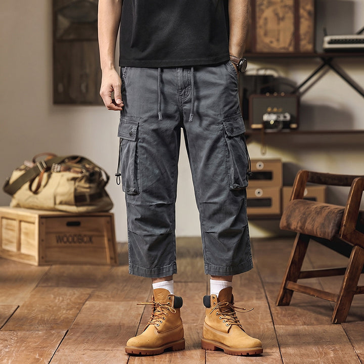 Herren 3/4-Trekking-Cargohose mit elastischem Bund, Tunnelzug und variabler Taschenorganisation Drune