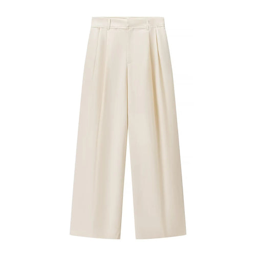 Damen nan hochtaillierte Palazzo-Hose mit Bundfalten, weitem Bein und verdeckter Frontleiste Drune