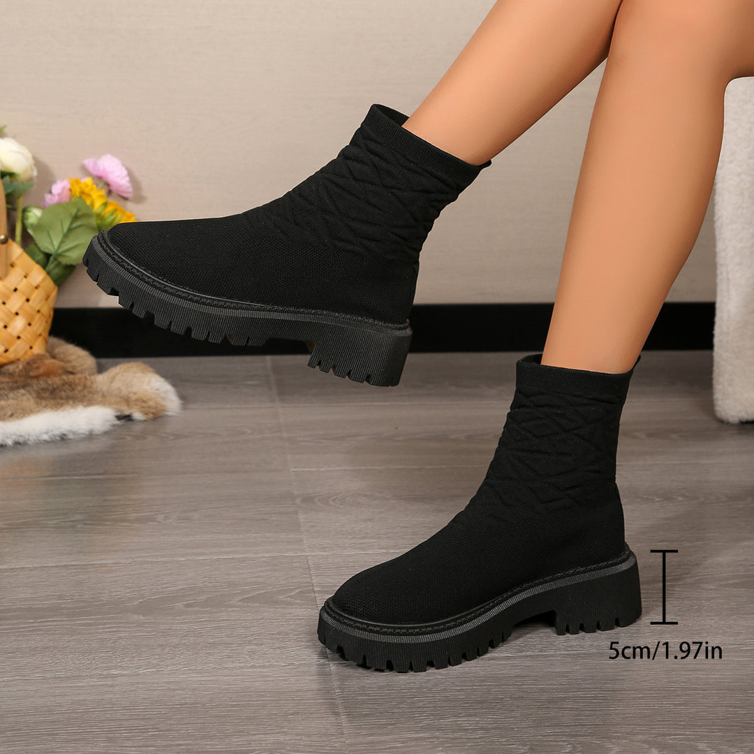 Damen Modische Stiefeletten mit strukturiertem Obermaterial und rutschfester Sohle Drune