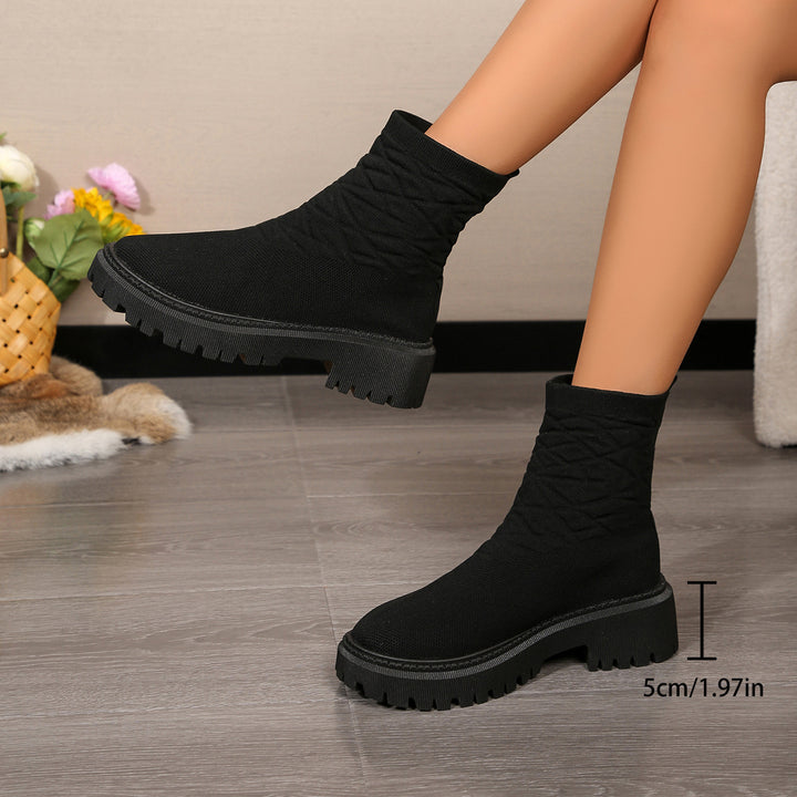 Damen Modische Stiefeletten mit strukturiertem Obermaterial und rutschfester Sohle Drune