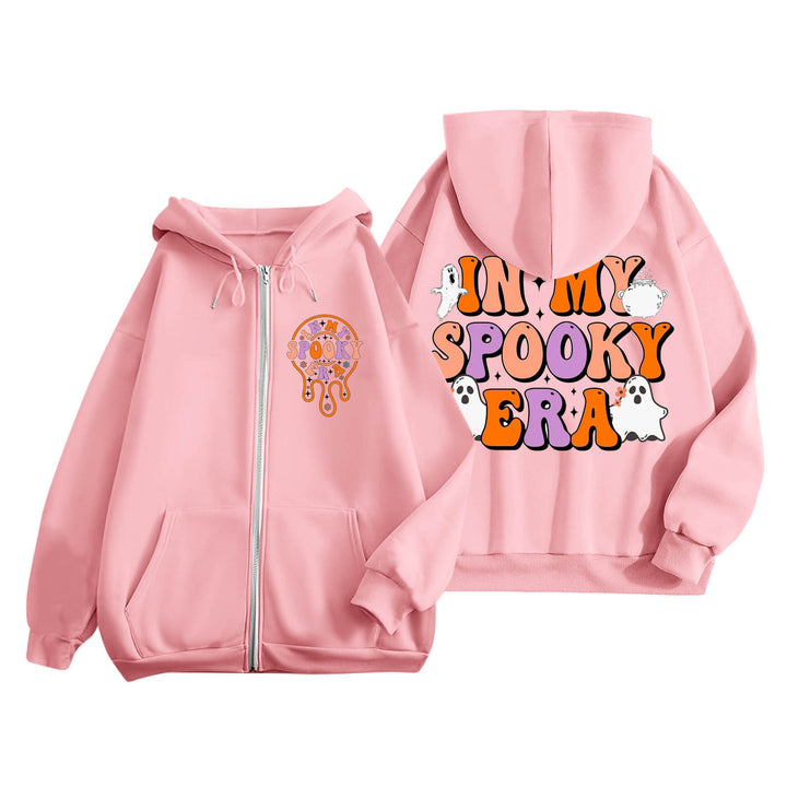 Damen Kapuzenjacke mit schaurigem Aufdruck und Kängurutaschen Drune