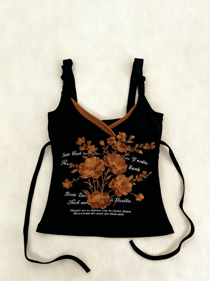 Damen-Top mit floralem Design und verstellbaren Trägern Drune
