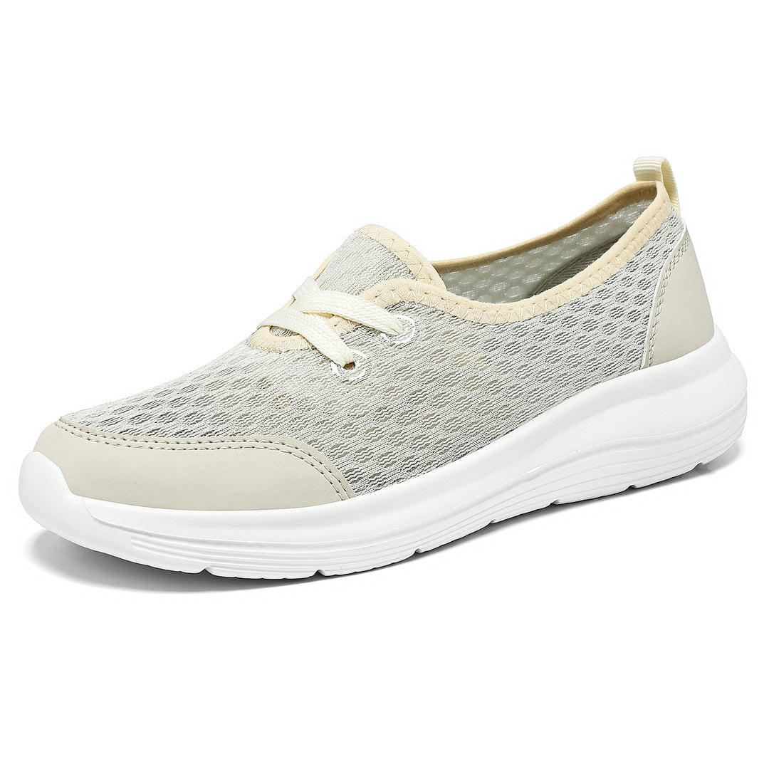 Damen nan atmungsaktiver Everyday-Slipper mit feinem Strickmesh, elastischer Zierschnürung und ergonomischer Dämpfungssohle Drune