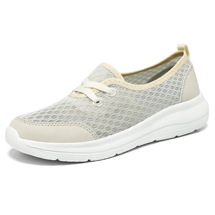 Damen nan atmungsaktiver Everyday-Slipper mit feinem Strickmesh, elastischer Zierschnürung und ergonomischer Dämpfungssohle Drune