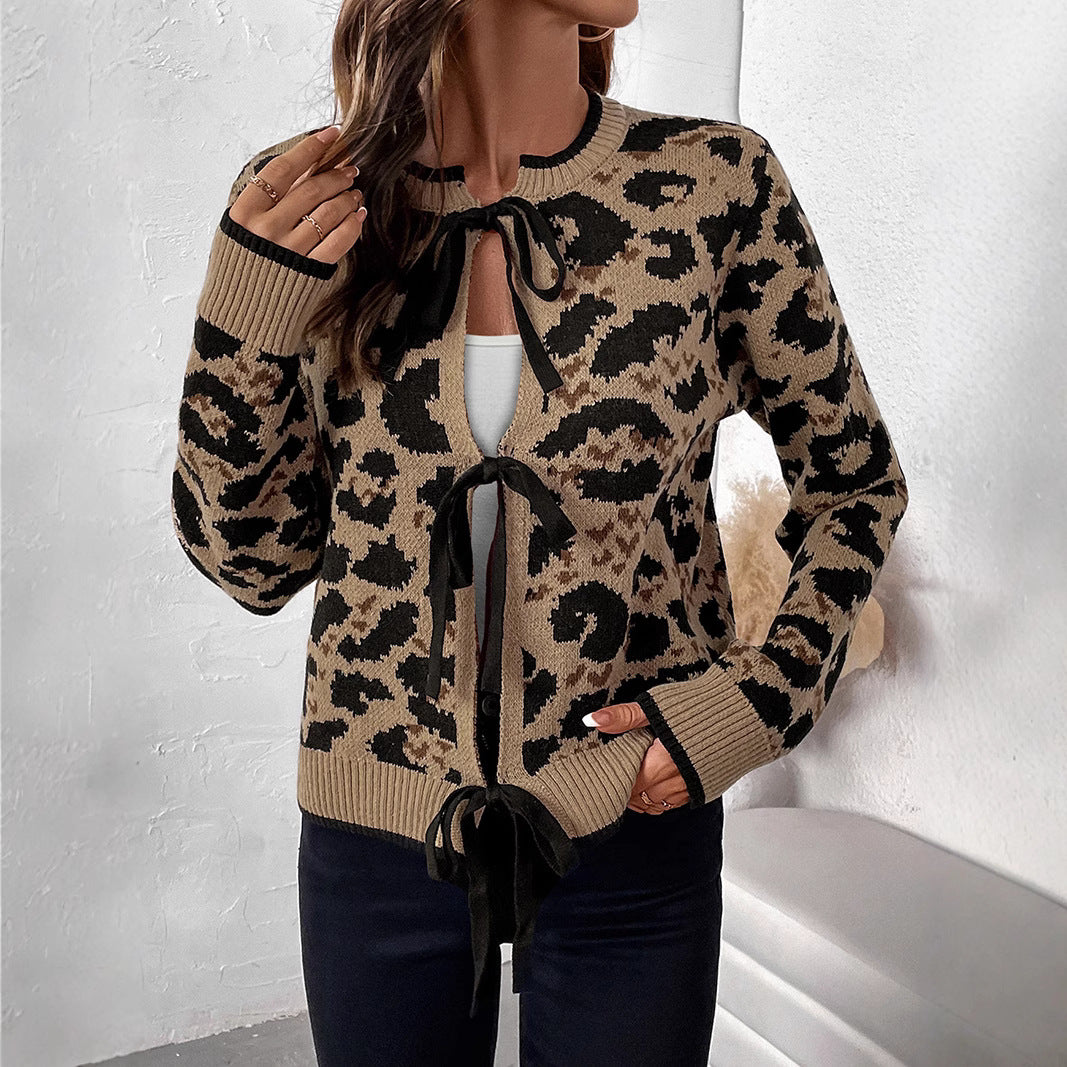 Damen Lässiger Cardigan mit Leo-Muster Drune