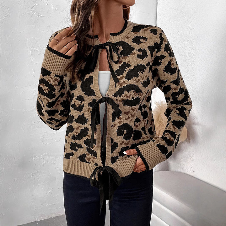 Damen Lässiger Cardigan mit Leo-Muster Drune
