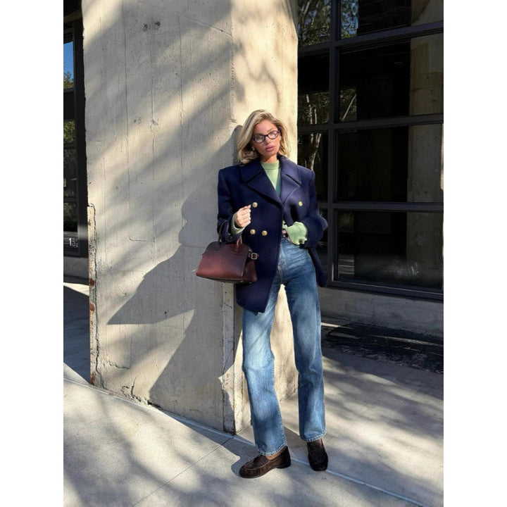 Damen Wollmantel mit doppeltem Knopfverschluss und elegance Schnitt Drune