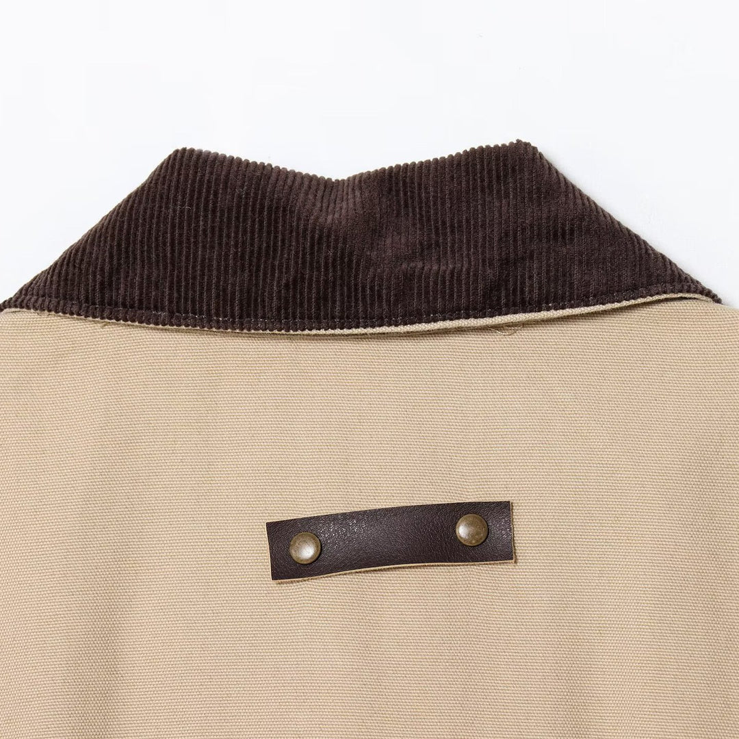 Damen Cropped-Workjacke mit Cordkragen, aufgesetzten Taschen und Tunnelzug Drune