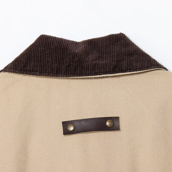 Damen Cropped-Workjacke mit Cordkragen, aufgesetzten Taschen und Tunnelzug Drune