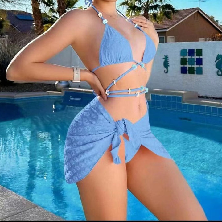 Damen Triangel-Bikini mit modischem Wickelrock Drune