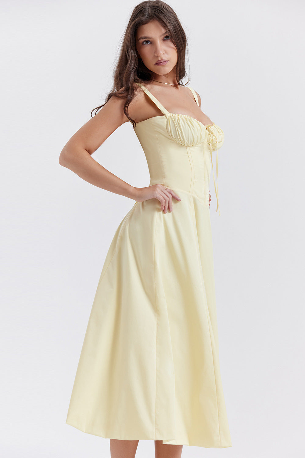 Damen Midikleid aus feinem Baumwollstoff mit romantischem Blumenmuster Drune