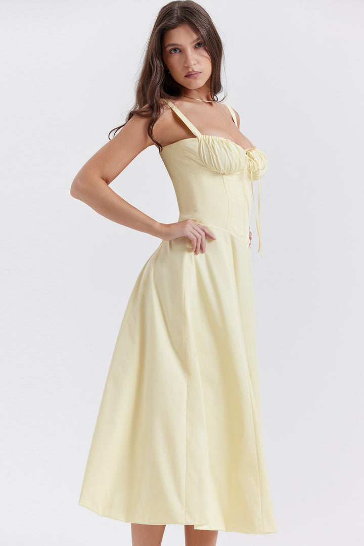 Damen Midikleid aus feinem Baumwollstoff mit romantischem Blumenmuster Drune