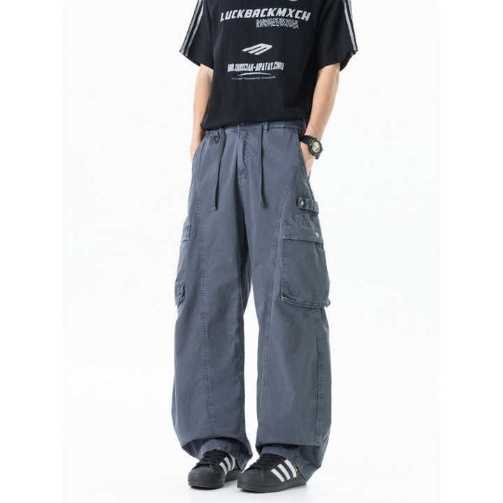 Herren weite Cargo-Hose im Baggy‑Schnitt mit Utility‑Taschen und Kordelbund Drune