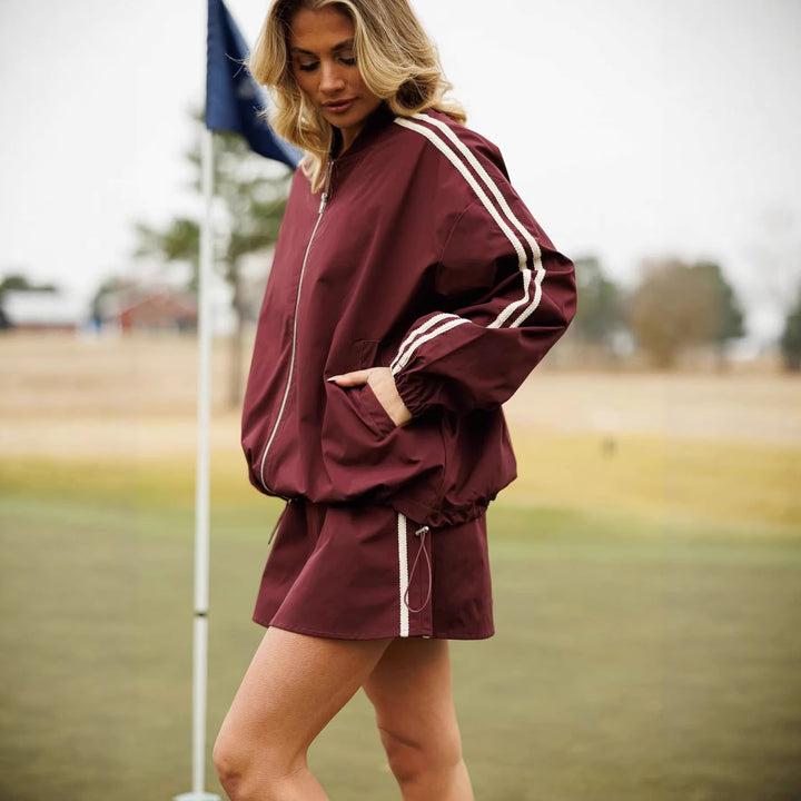 Damen Sportliche Windbreaker-Jacke mit hohem Kragen und seitlichen Einsätzen Drune