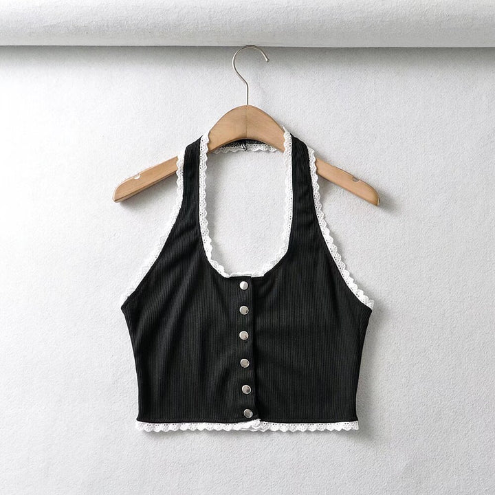 Damen Cropped Top mit Spitzendetails Drune