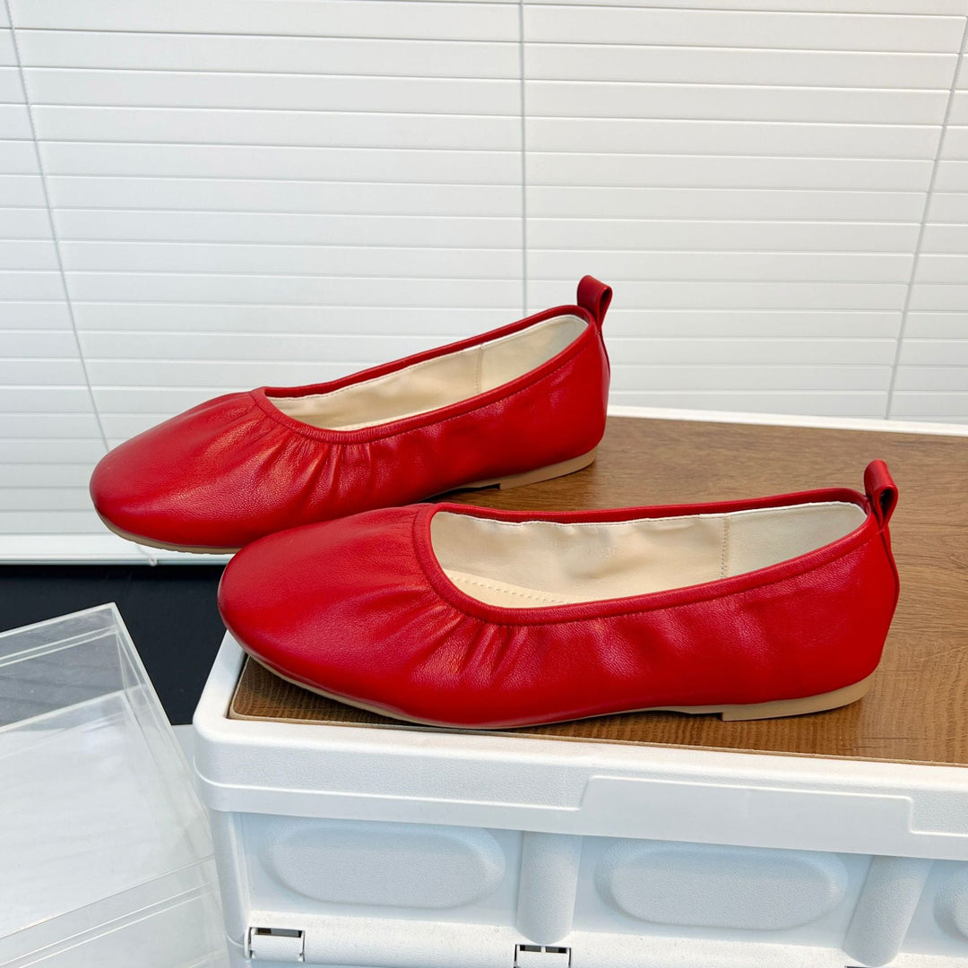 Damen Ballerinas aus feinem Leder mit elastischem Riemen Drune